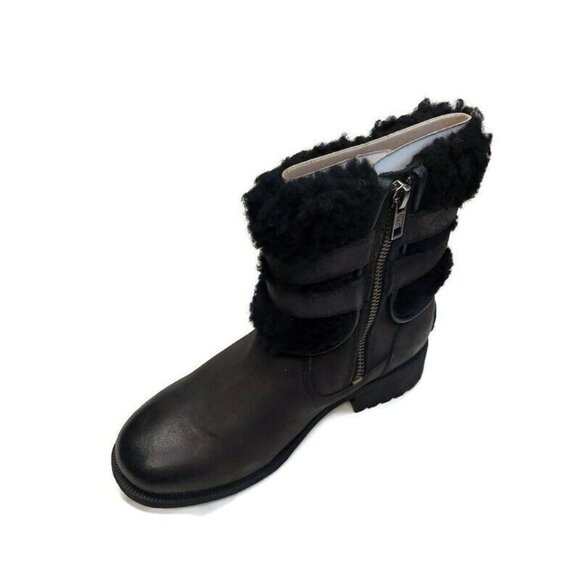 UGG Blayre III Leather Sheepskin Boots Womens Size 5 Waterproof 1095153 Black - Picture 3 of 8